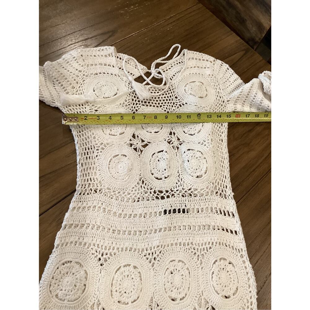 MAJORELLE white crochet boho Lincoln midi Dress size small - Picture 8 of 11